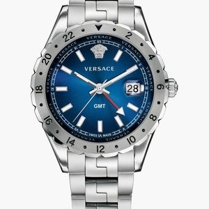 NWT VERSACE HELLENYIUM blue dial stainless steel bracelet watch 42mm Brand new